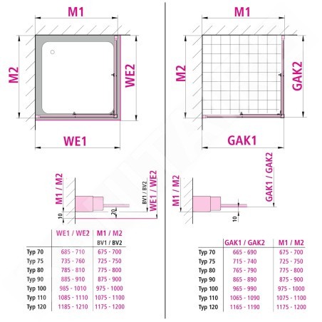 Kermi CADA XS - Porte de douche C2L, 120x200 cm, gauche, argent brillant/verre transparent CKC2L12020VPK