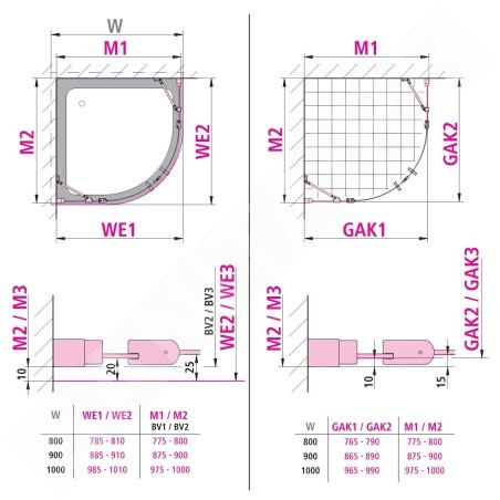 Kermi CADA XS - Cabine de douche 100x100 cm, argent brillant/verre transparent CKP5010020VPK