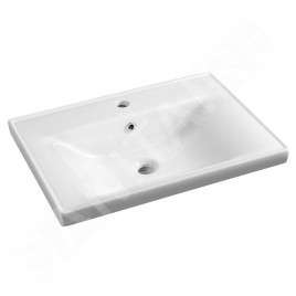 Aqualine Sava - Lavabo 700x460 mm, avec trop-plein, trou pour robinet, blanc 2070