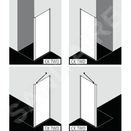 Kermi CADA XS - Paroi de douche TWD, 75x200 cm, argent brillant/verre transparent CKTWD07520VPK