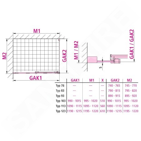 Kermi NICA - Paroi de douche TWL, 83x200 cm, gauche, argent brillant/verre transparent NITWL08320VPK