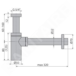Alcadrain Siphons - Siphon design, or rouge brillant A400-RG-P
