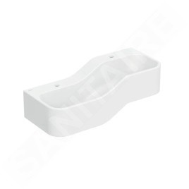 Geberit Bambini - Double-lavabo pour enfants, 90x39 cm, à gauche, sans trop-plein, 2 trous pour robinetterie, blanc alpin