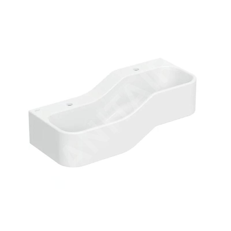 Geberit Bambini - Double-lavabo pour enfants, 90x39 cm, à gauche, sans trop-plein, 2 trous pour robinetterie, blanc alpin Geberit Bambini - Double-lavabo pour enfants, 90x39 cm, à gauche, sans trop-plein, 2 trous pour robinetterie, blanc alpin