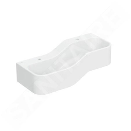 Geberit Bambini - Double-lavabo pour enfants, 90x39 cm, à gauche, sans trop-plein, 2 trous pour robinetterie, blanc alpin