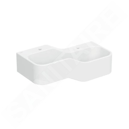 Geberit Bambini - Double-lavabo pour enfants, 90x39 cm, à droite, sans trop-plein, 2 trous pour robinetterie, blanc alpin