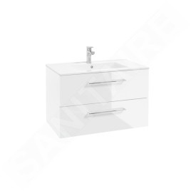 kielle Vega - Meuble avec lavabo, 80x50x46 cm, 2 tiroirs, blanc brillant 50018S80