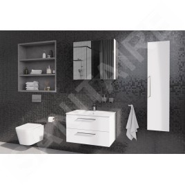 kielle Vega - Meuble avec lavabo, 80x50x46 cm, 2 tiroirs, blanc brillant 50018S80