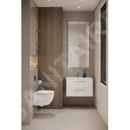 kielle Vega - Meuble avec lavabo, 80x50x46 cm, 2 tiroirs, blanc brillant 50018S80