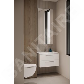 kielle Vega - Meuble avec lavabo, 80x50x46 cm, 2 tiroirs, blanc brillant 50018S80