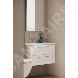 kielle Vega - Meuble avec lavabo, 80x50x46 cm, 2 tiroirs, blanc brillant 50018S80