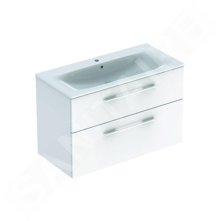 Geberit Selnova Square - Meuble-vasque 635x988x480 mm, avec vasque, 2 tiroirs, blanc brillant 501.244.00.1