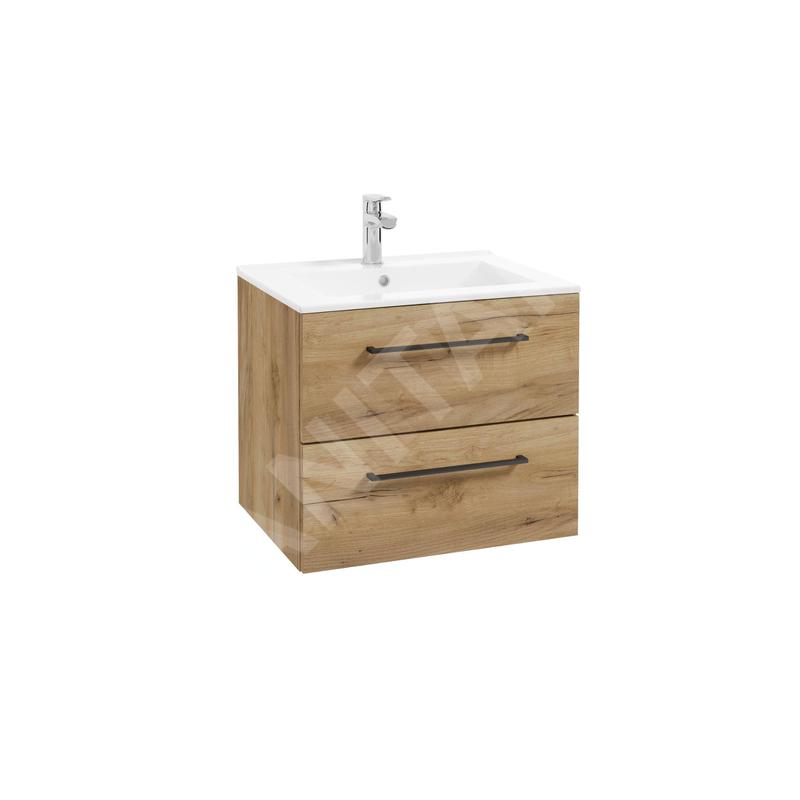 kielle Vega - Meuble avec lavabo, 60x50x46 cm, 2 tiroirs, chêne doré 50018S61 kielle Vega - Meuble avec lavabo, 60x50x46 cm, 2 tiroirs, chêne doré 50018S61