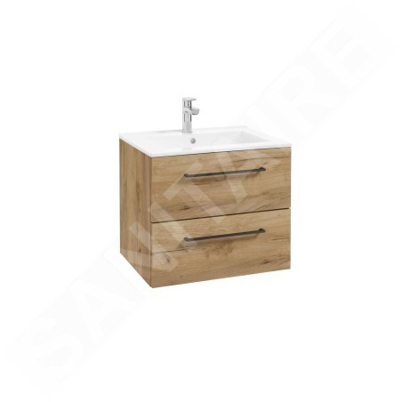 kielle Vega - Meuble avec lavabo, 60x50x46 cm, 2 tiroirs,  chêne doré 50018S61