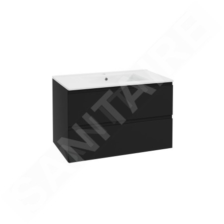 kielle Oudee - Meuble avec lavabo, 80x55x46 cm, 2 tiroirs, noir mat 50002S84