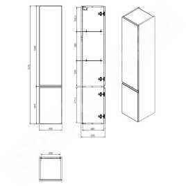 kielle Oudee - Armoire haute à suspendre, 157x30x32 cm, blanc brillant 50202010