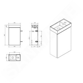 kielle Oudee - Meuble avec lave-mains, 40x68x22 cm, blanc brillant 50002S40