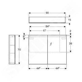 Geberit Option - Armoire de toilette avec éclairage, 900x700x150 mm 500.583.00.1