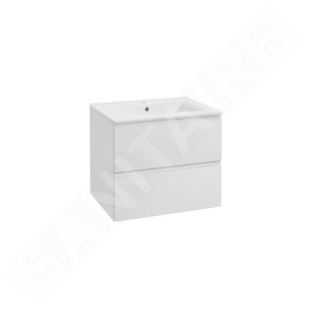 kielle Oudee - Meuble avec lavabo, 60x55x46 cm, 2 tiroirs, blanc brillant 50002S60