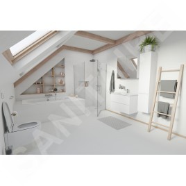 kielle Oudee - Meuble avec lavabo, 60x55x46 cm, 2 tiroirs, blanc brillant 50002S60