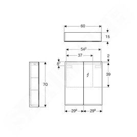 Geberit Option - Armoire de toilette avec éclairage, 600x700x150 mm 500.582.00.1