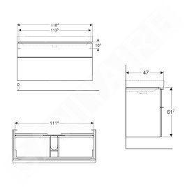 Geberit Smyle Square - Meuble pour lavabo, 1184x470x617 mm, 2 tiroirs, noyer / lave 500.355.JR.1