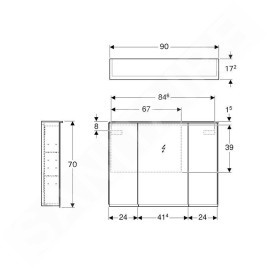 Geberit Option - Armoire de toilette avec éclairage, 900x700x172 mm 500.594.00.1