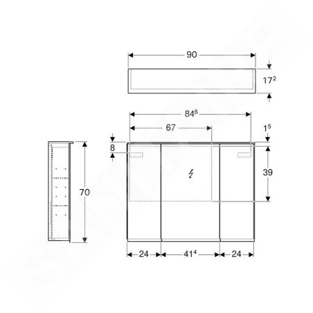 Geberit Option - Armoire de toilette avec éclairage, 900x700x172 mm 500.594.00.1