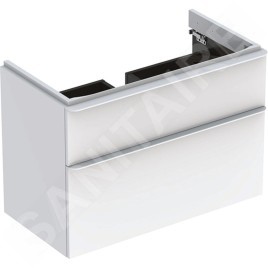 Geberit Smyle Square - Meuble pour lavabo, 884x470x617 mm, 2 tiroirs, blanc brillant / blanc mate 500.354.00.1