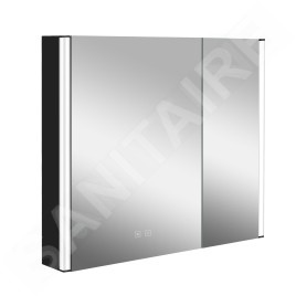 kielle Arkas I - Armoire à miroir avec éclairage LED, chauffage et port USB, 80x70x13 cm, noir mat 50111814