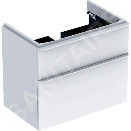 Geberit Smyle Square - Meuble pour lavabo, 734x470x617 mm, 2 tiroirs, blanc brillant / blanc mat 500.353.00.1