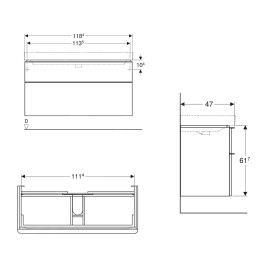 Geberit Smyle Square - Meuble pour lavabo, 1184x470x617 mm, 2 tiroirs, sable gris 500.355.JL.1