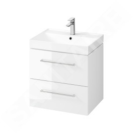 kielle Arkas I - Meuble avec lavabo, 60x57x44 cm, 2 tiroirs, blanc brillant 50011S60