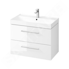 kielle Arkas I - Meuble avec lavabo, 80x57x44 cm, 2 tiroirs, blanc brillant 50011S80