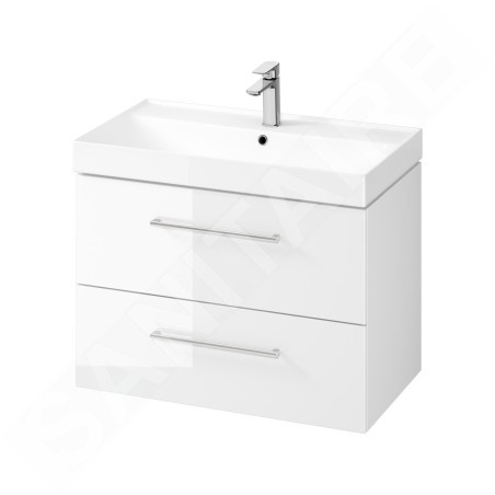 kielle Arkas I - Meuble avec lavabo, 80x57x44 cm, 2 tiroirs, blanc brillant 50011S80