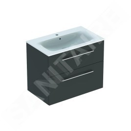 Geberit Selnova Square - Meuble-vasque 635x788x480 mm, avec vasque, 2 tiroirs, gris velouté mat 501.241.00.1