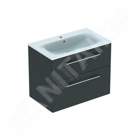 Geberit Selnova Square - Meuble-vasque 635x788x480 mm, avec vasque, 2 tiroirs, gris velouté mat 501.241.00.1