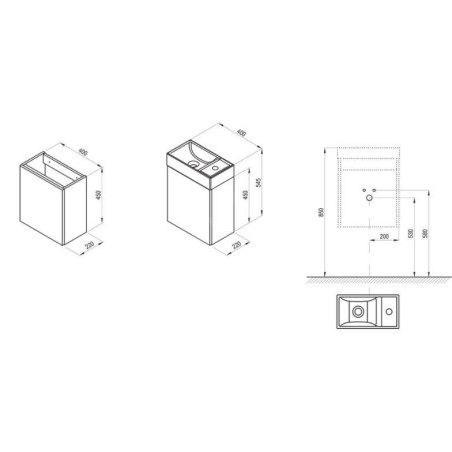 Ravak Veda 400 - Meuble sous lave-mains 400x220x500 mm, blanc X000001386