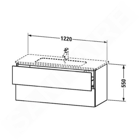 Duravit L-Cube - Meuble sous lavabo 550x1220x481 mm, 2 tiroirs, blanc mat LC624301818