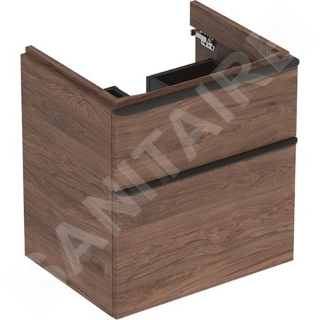 Geberit Smyle Square - Meuble pour lavabo, 584x470x617 mm, 2 tiroirs, noyer / lave 500.352.JR.1