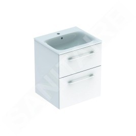 Geberit Selnova Square - Meuble-vasque 635x538x480 mm, avec vasque, 2 tiroirs, blanc brillant 501.232.00.1