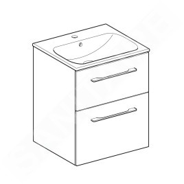 Geberit Selnova Square - Meuble-vasque 635x538x480 mm, avec vasque, 2 tiroirs, blanc brillant 501.232.00.1