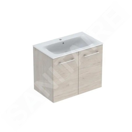 Geberit Selnova Square - Meuble-vasque 635x788x480 mm, avec vasque, 2 portes, noyer clair hickory 501.259.00.1