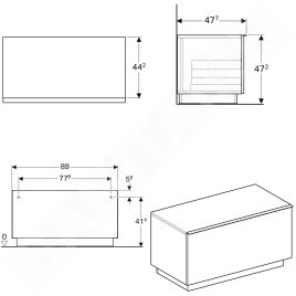 Geberit iCon - Meuble latéral 890x472 mm avec tiroirs, blanc mat 841090000