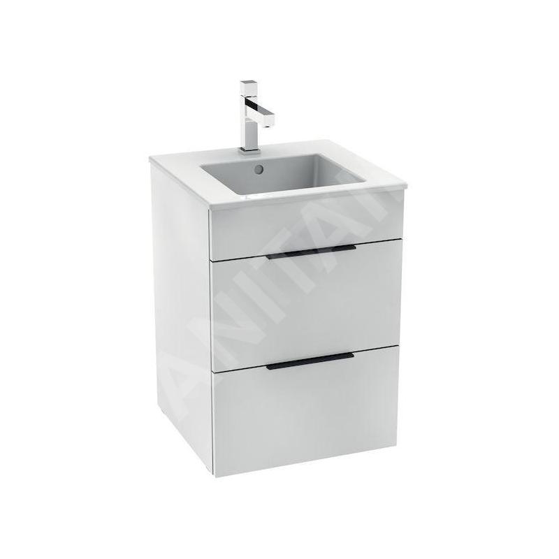 Jika Cube - Meuble avec lavabo, 440x422x607 mm, 2 tiroirs, blanc H4536221763001 Jika Cube - Meuble avec lavabo, 440x422x607 mm, 2 tiroirs, blanc H4536221763001