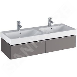 Geberit iCon - Petite armoire bas sous lavabo double vasque, 1.190x240x477 mm, platine brillant 840222000