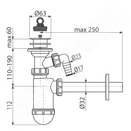 Alcadrain Siphons - Siphon de lavabo, avec raccordement, blanc A420P