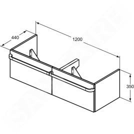 Ideal Standard Tonic II - Meuble sous double vasque, 1200x440x350 mm, blanc brillant R4305WG