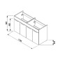 Jika Cube - Meuble avec double évier, 1180x422x622 mm, blanc H4536611763001 Jika Cube - Meuble avec double évier, 1180x422x622 mm, blanc H4536611763001