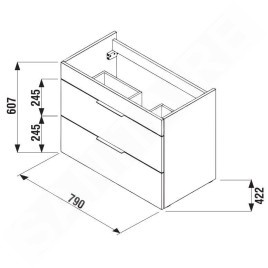 Jika Cube - Meuble avec lavabo, 790x422x622 mm, blanc H4537621763001
